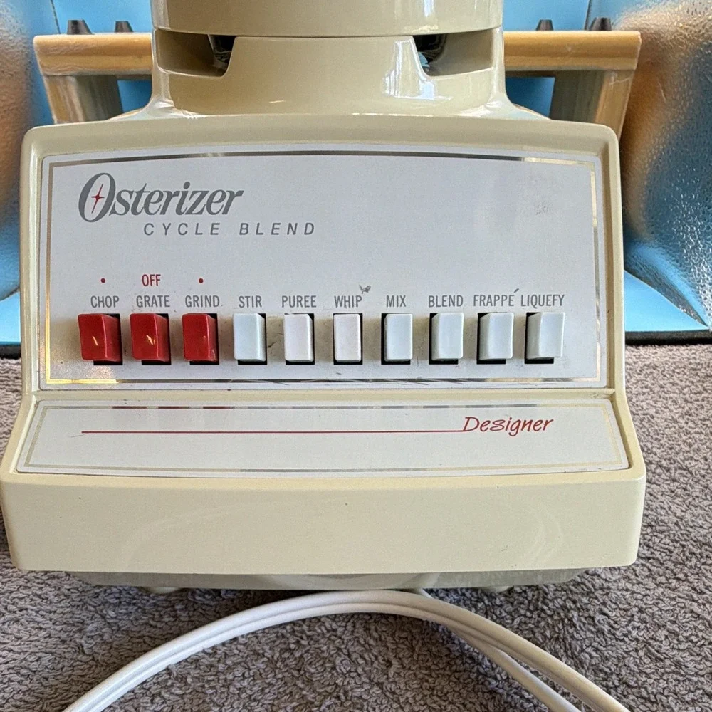 Osterizer Cycle Blend Electric Blender 5 Cup 375W Beige 10-Speed Pitcher Lid